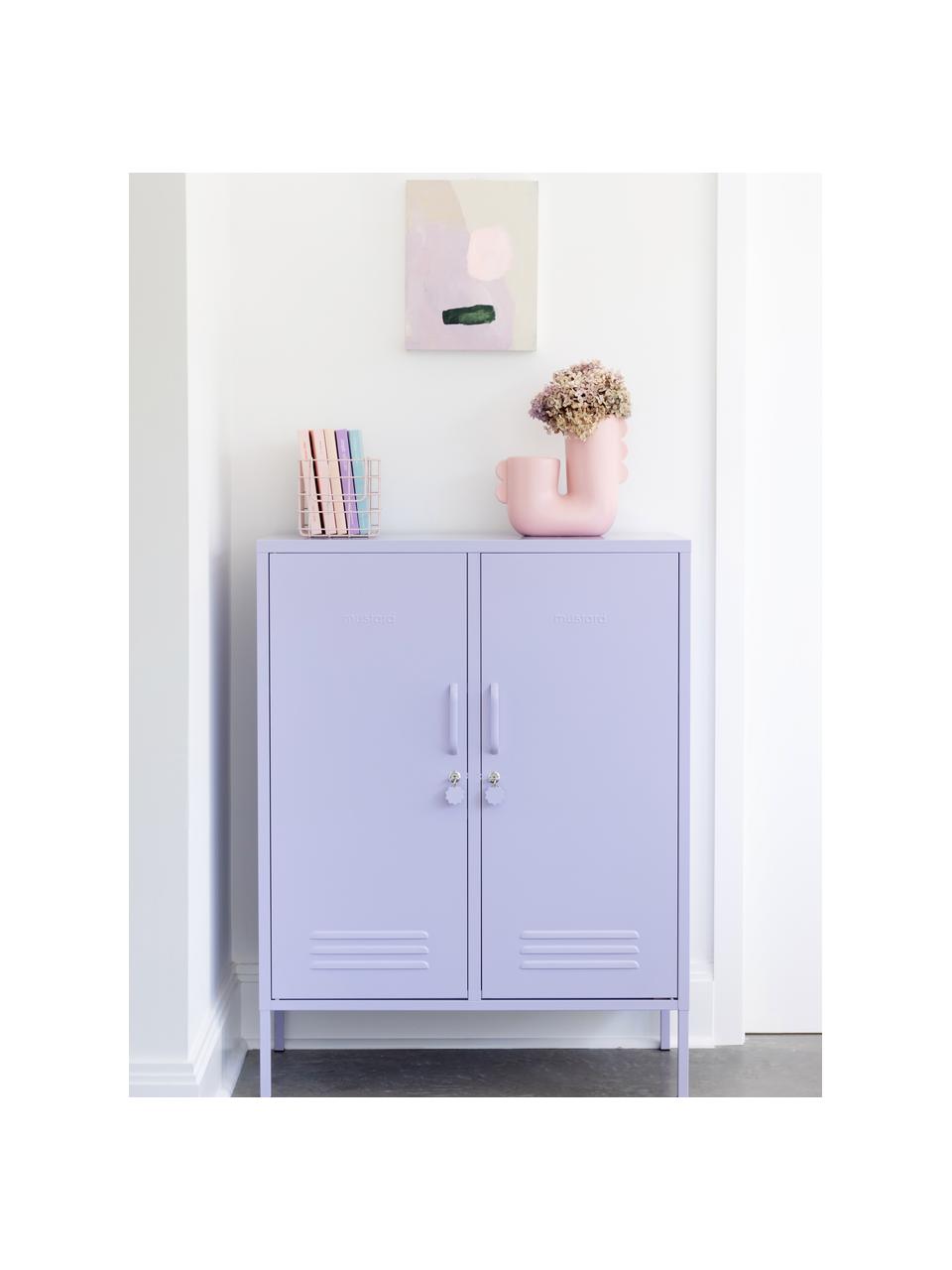 Chiffonnier de metal Midi, Acero con pintura en polvo, Lila claro, An 85 x Al 111 cm