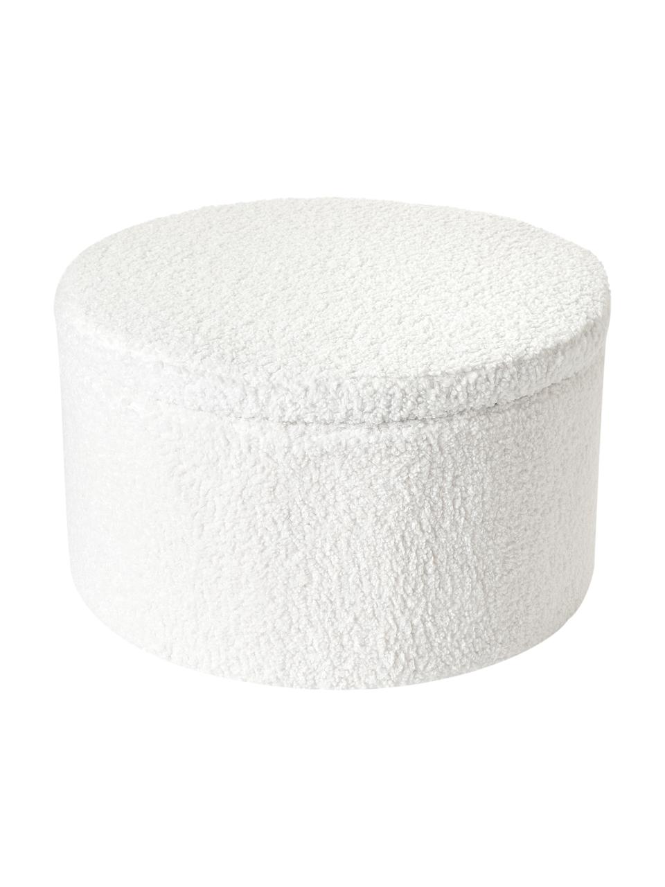 XL teddy kruk Alida in wit met opbergruimte, Bekleding: 100% polyester (teddyvach, Teddy wit, Ø 70 x H 42 cm