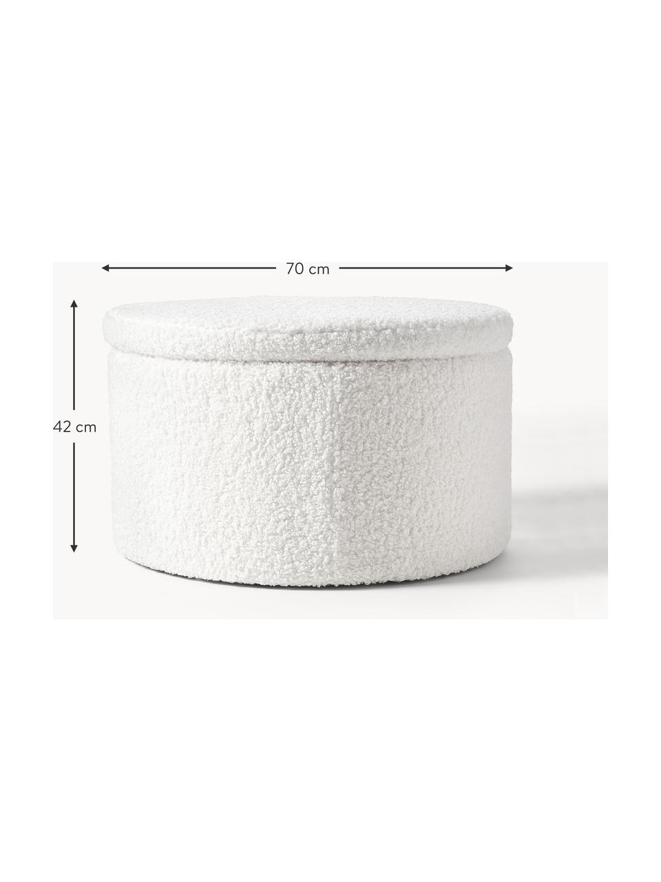 XL Teddy-Hocker Alida mit Stauraum, Bezug: Teddy (100 % Polyester) D, Korpus: Sperrholz, Metall, Teddy Cremeweiß, Ø 70 x H 42 cm