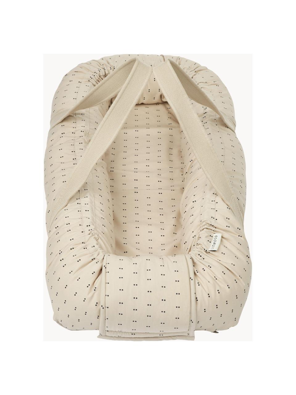 Babynast portatile in cotone Gro, 100% cotone, Beige chiaro, pois neri, Larg. 32 x Lung. 76 cm