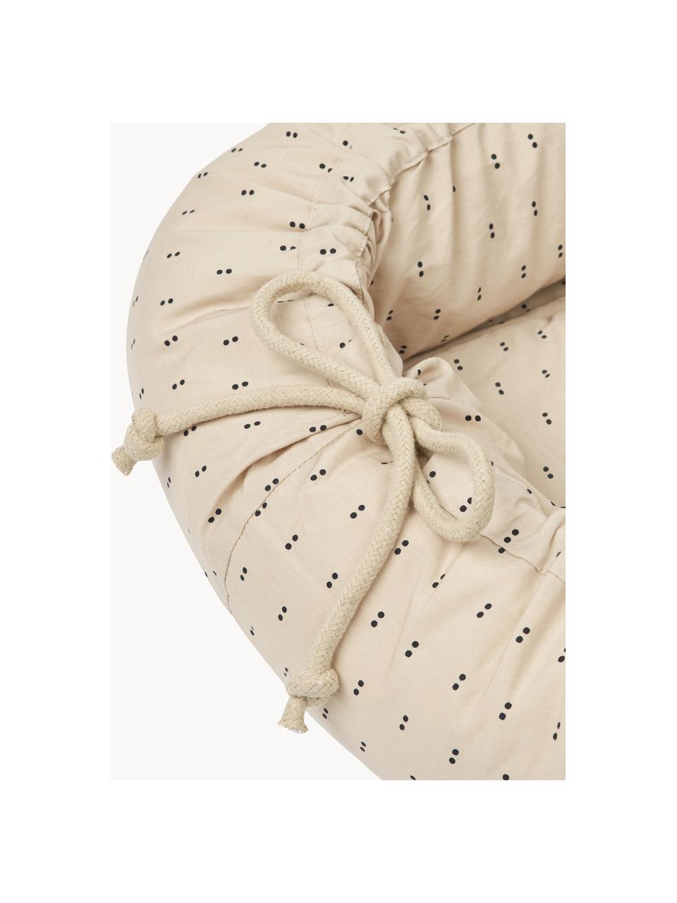 Babynast portatile in cotone Gro, 100% cotone, Beige chiaro, pois neri, Larg. 32 x Lung. 76 cm