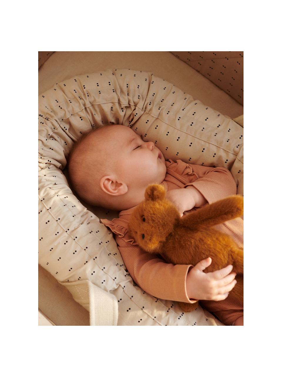 Tragbares Babynest Gro aus Baumwolle, 100 % Baumwolle, Hellbeige, Schwarz gepunktet, B 32 x L 76 cm