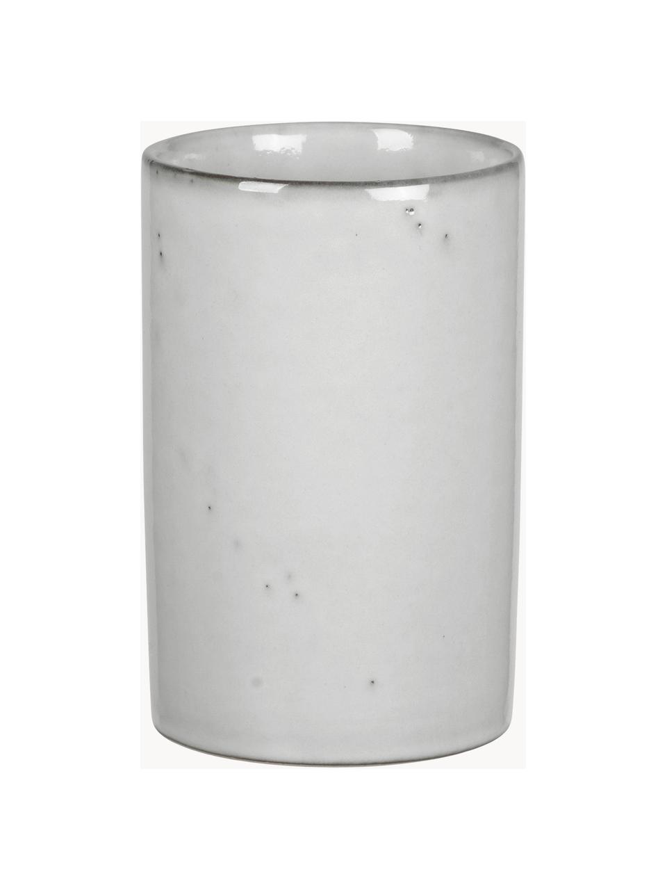 Ručně vyrobený stojan na kuchyňské náčiní Nordic Sand, Kamenina, Světle šedá, tečky, Ø 9 cm, V 15 cm