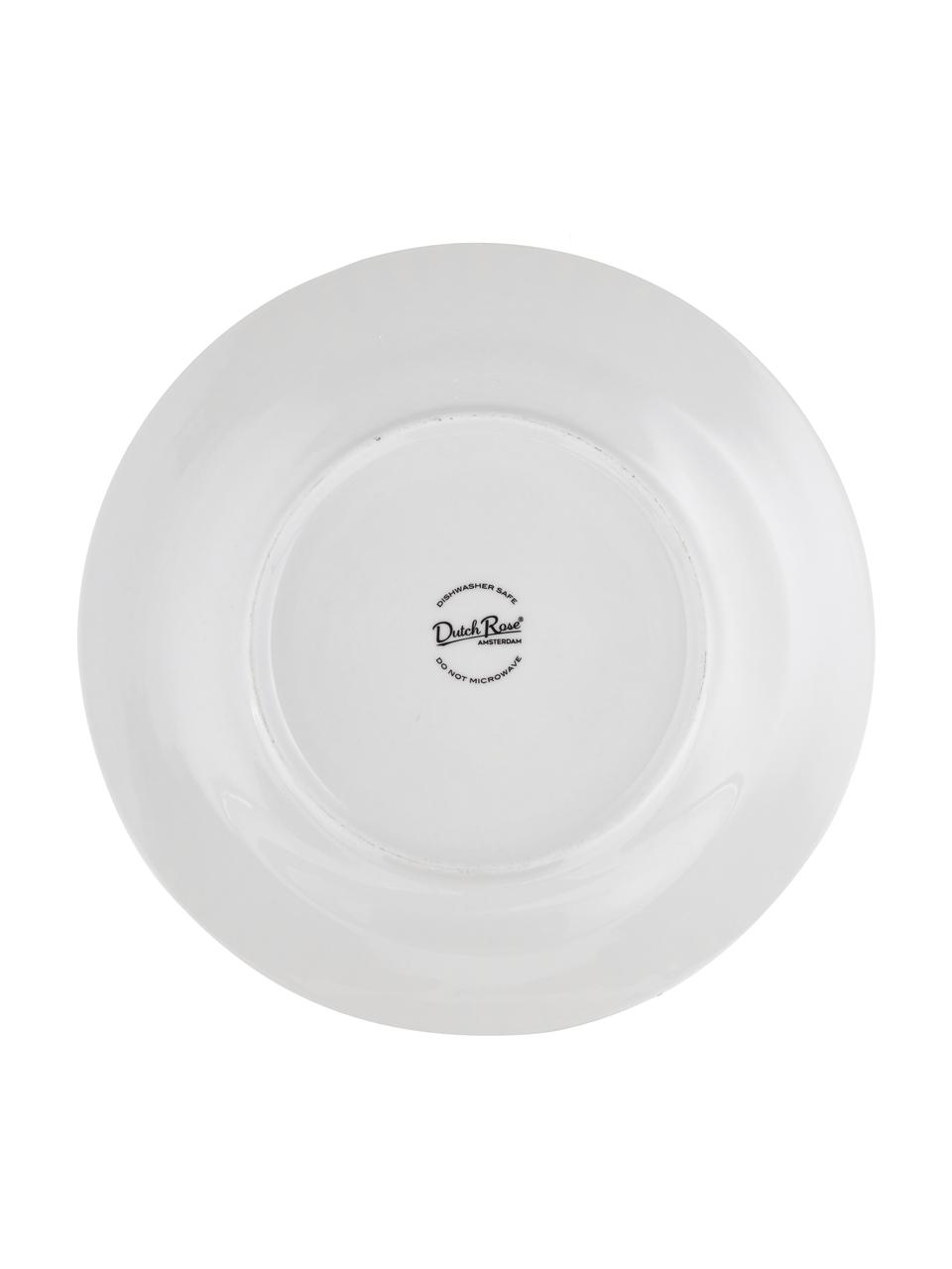 Talerz duży Pluto Loft, 4 szt., Porcelana, Czarno-biały ze złotą krawędzią, Ø 26 x W 2 cm