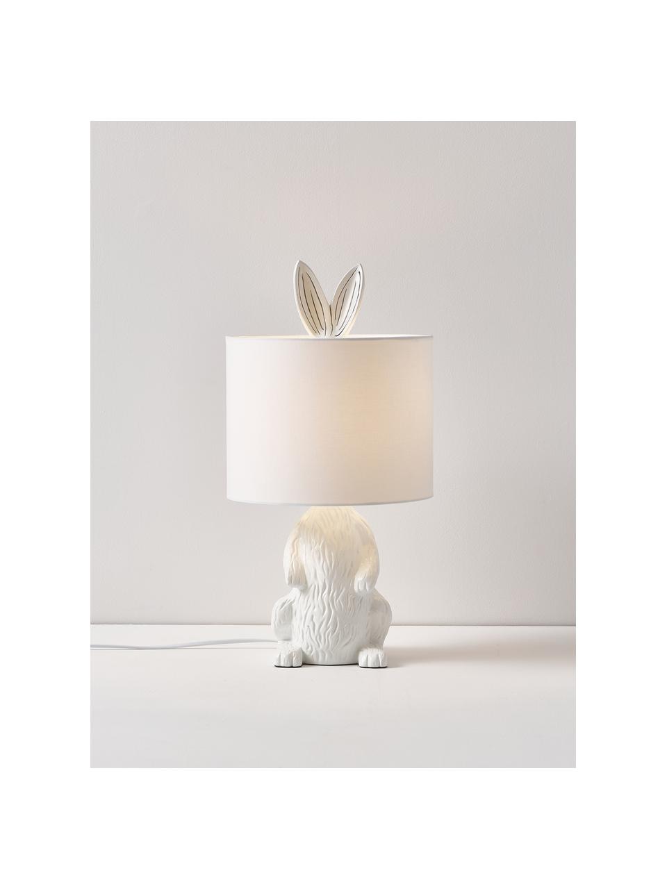 Lámpara de mesa en forma de conejo Cesta, Pantalla: tela, Cable: plástico, Blanco, Ø 24 x Al 48 cm