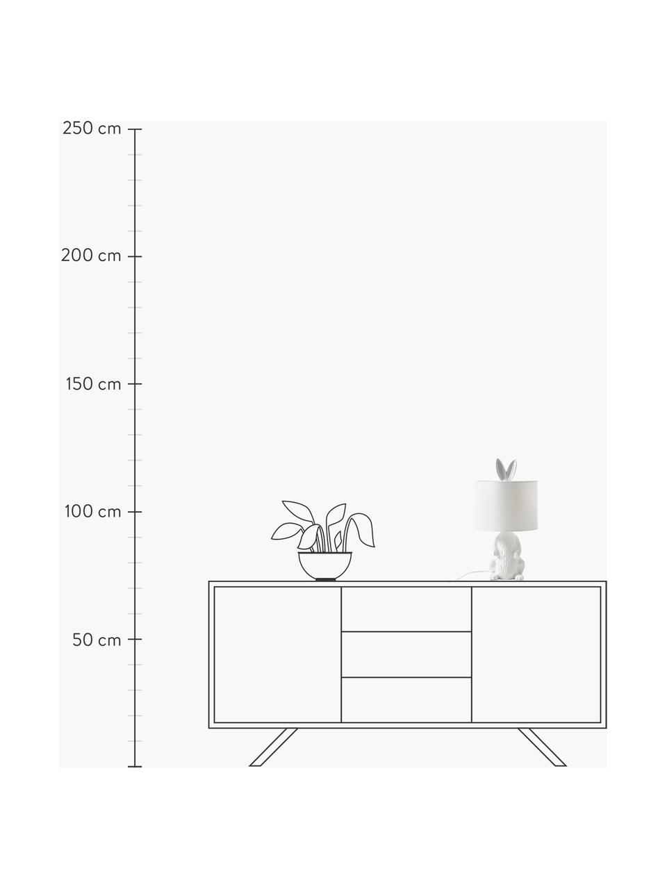 Tafellamp Cesta met hazenfiguur, Lampenkap: textiel, Lampvoet: polyresin, Wit, Ø 24 x H 48 cm