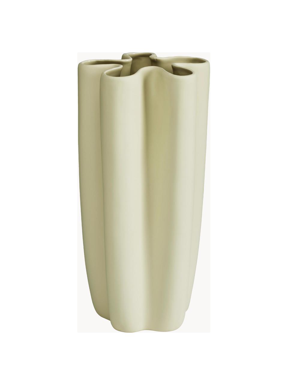 Handgefertigte Vase Tulipa, H 30 cm, Keramik, Olivgrün, Ø 16 x H 30 cm
