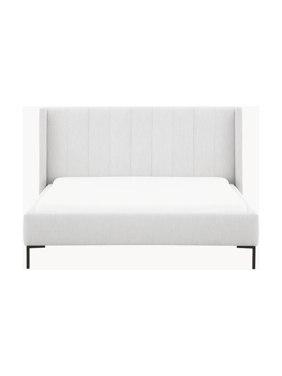 Cama tapizada Dusk, Tapizado: tejido finamente estructu, Estructura: madera de pino maciza con, Patas: metal con pintura en polv, Tejido gris claro, An 140 x L 200 cm