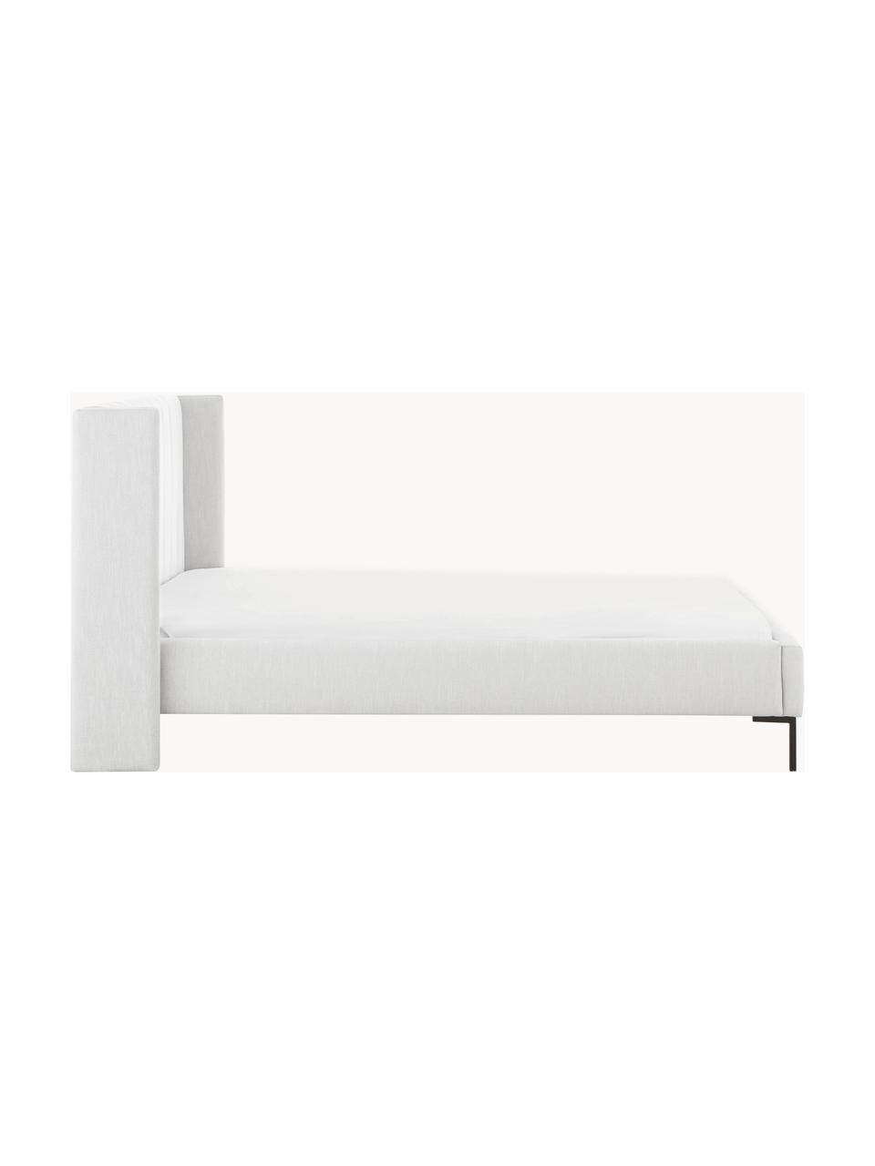 Cama tapizada Dusk, Tapizado: tejido finamente estructu, Estructura: madera de pino maciza con, Patas: metal con pintura en polv, Tejido gris claro, An 140 x L 200 cm