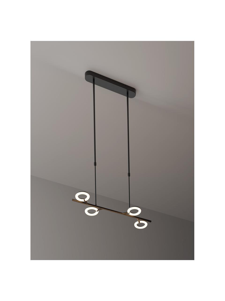 Große LED-Pendelleuchte Odeon, Lampenschirm: Metall, Acryl, Schwarz, Weiß, B 80 x H 85 cm