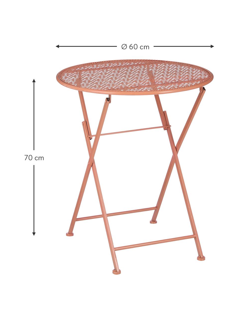 Składany stolik balkonowy Ninet, Metal powlekany, Terakota, Ø 60 x W 70 cm