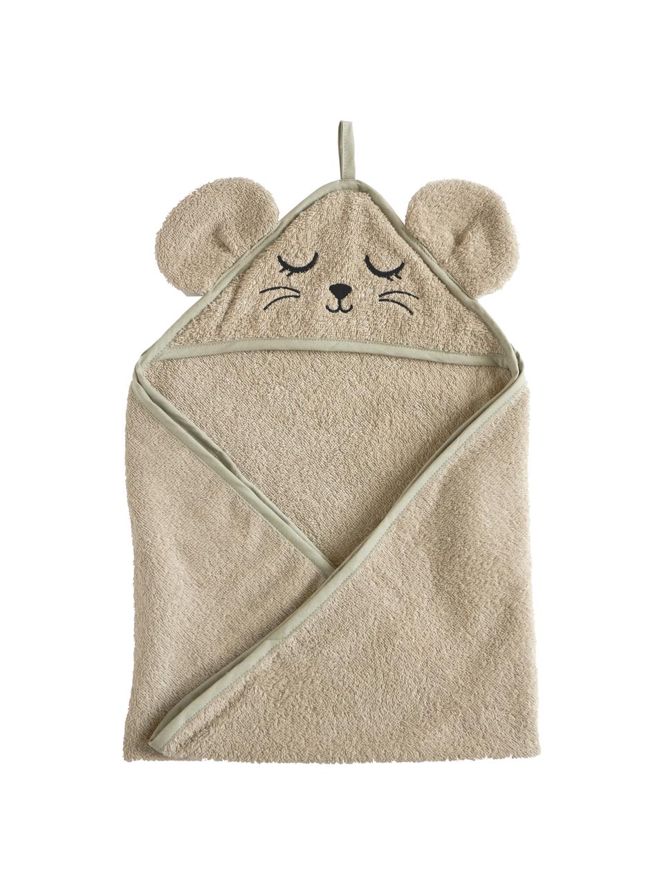 Asciugamano bambini in cotone organico Mouse, 100% cotone organico certificato GOTS, Greige, Larg. 72 x Lung. 72 cm