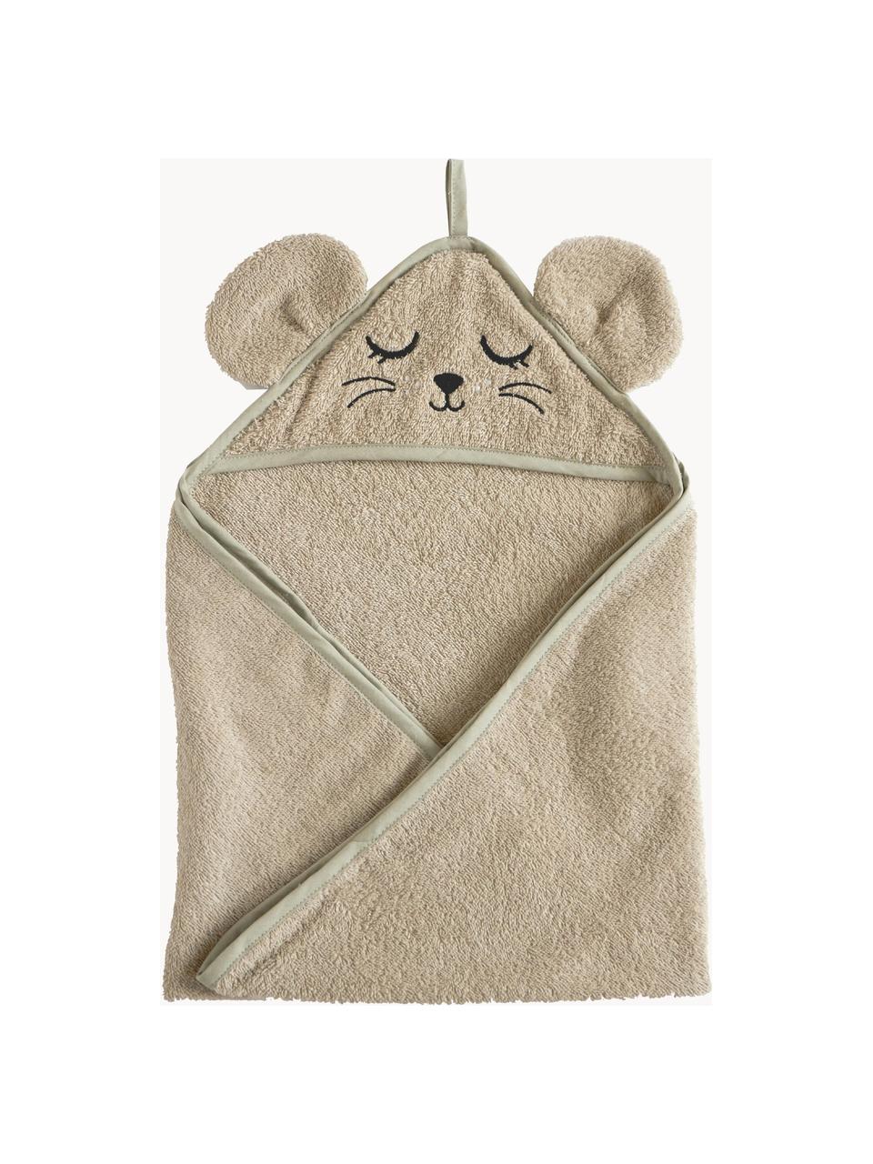 Babyhandtuch Mouse aus Bio-Baumwolle, 100 % Baumwolle (Bio), GOTS-zertifiziert, Hellbeige, B 72 x L 72 cm