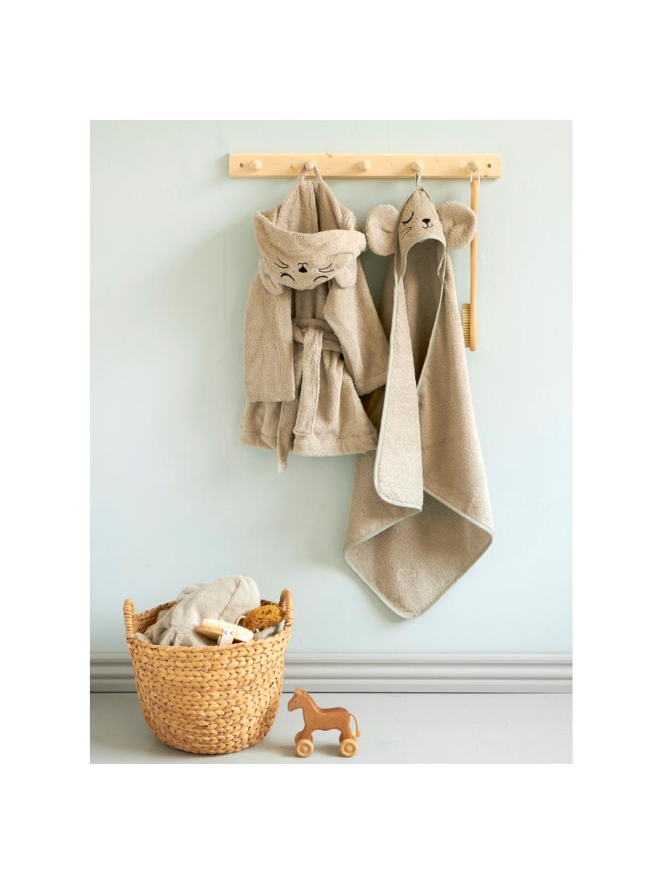 Babyhandtuch Mouse aus Bio-Baumwolle, 100 % Baumwolle (Bio), GOTS-zertifiziert, Hellbeige, B 72 x L 72 cm