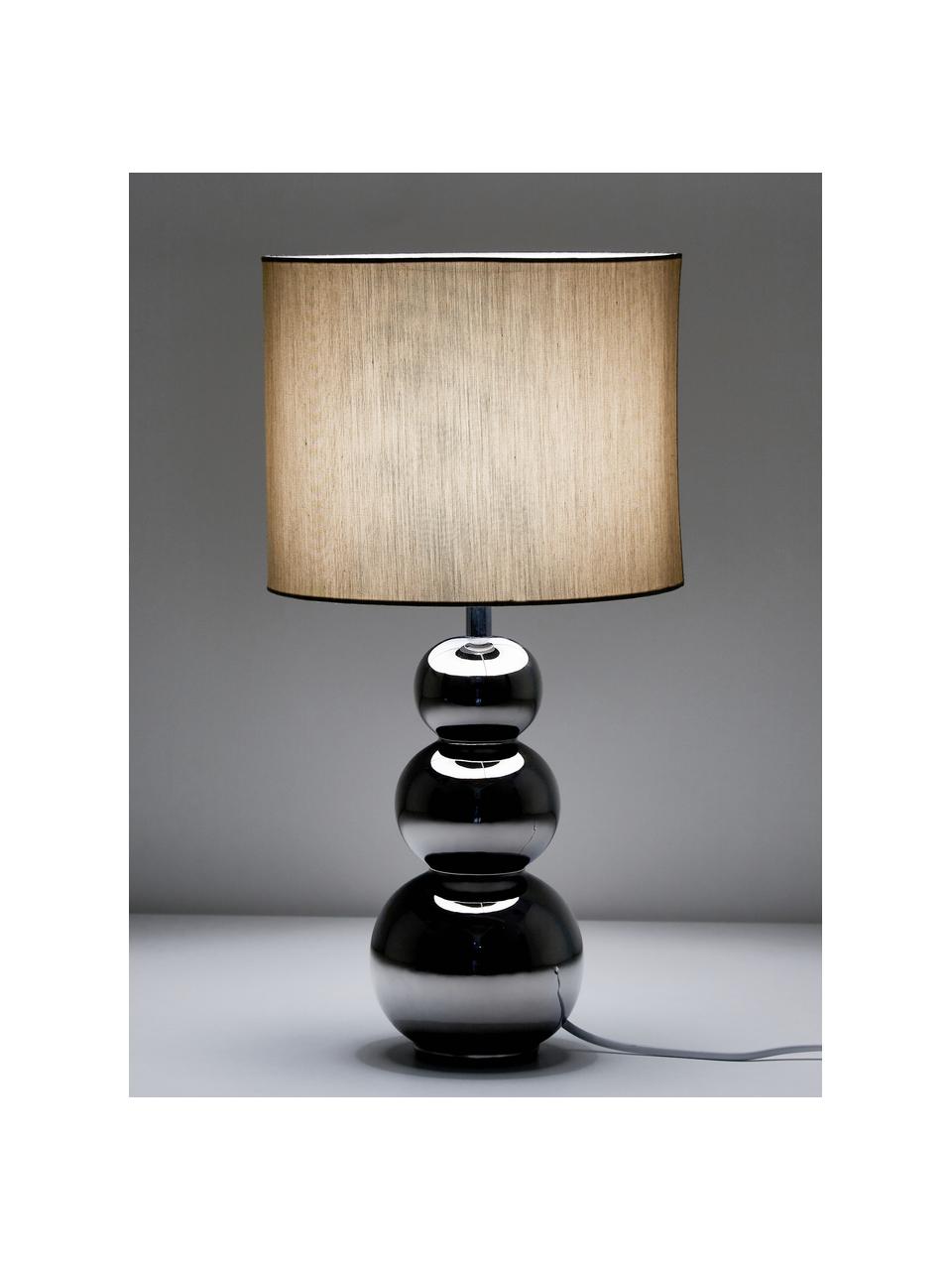 Keramická stolní lampa Regina, Šedobéžová, chromová, Ø 25 cm, V 49 cm