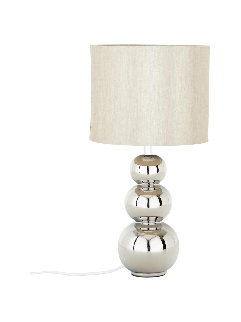 Lampe à poser en céramique Regina, Taupe, chrome, Ø 25 x haut. 49 cm