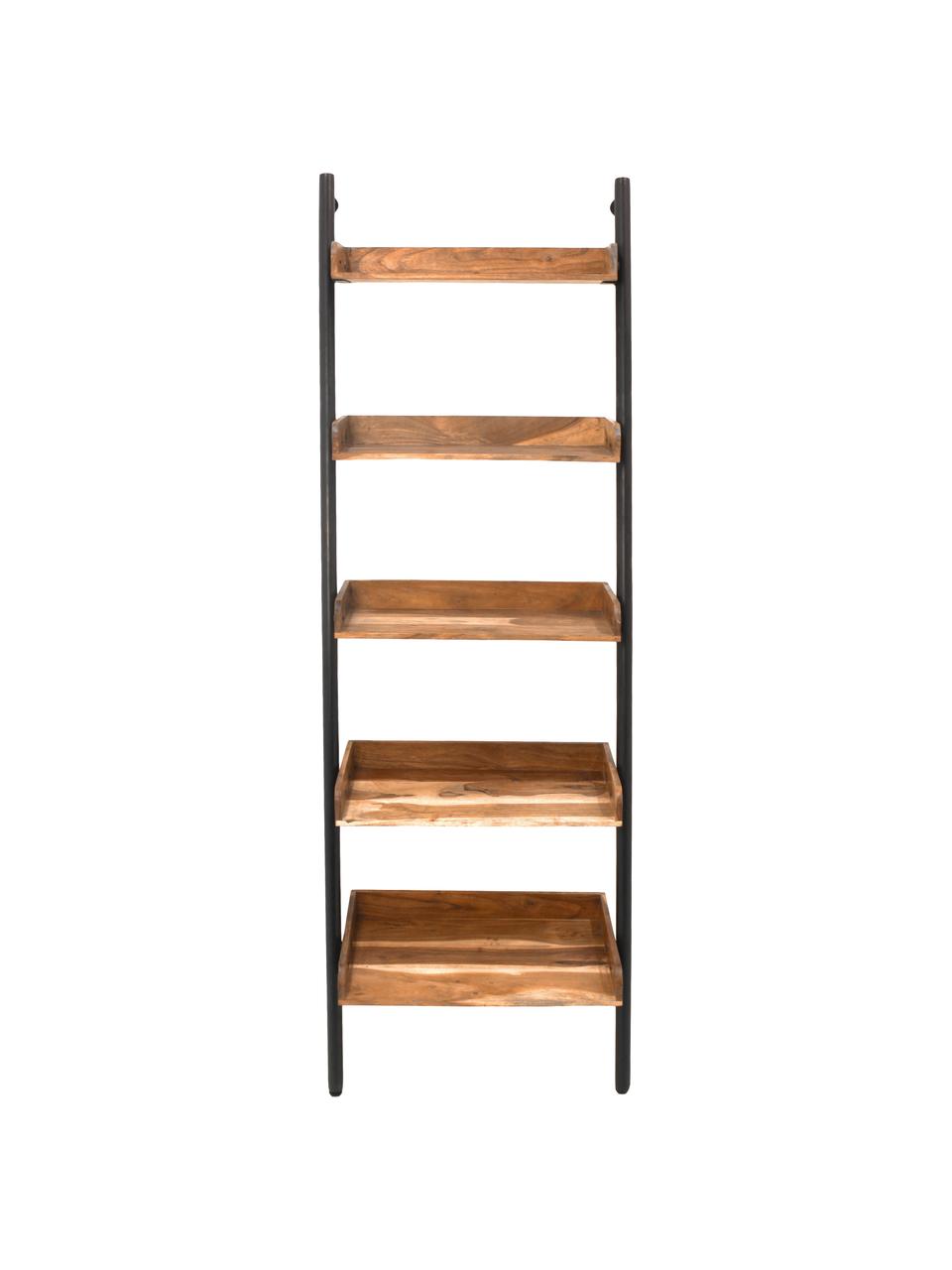Estantería escalera Akasia, Estantería: madera de acacia, Estructura: metal con pintura en polv, Marrón, negro, An 60 x Al 180 cm