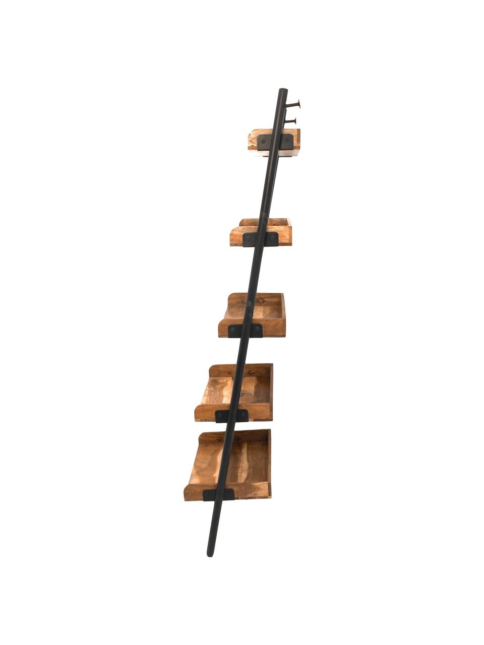 Estantería escalera Akasia, Estantería: madera de acacia, Estructura: metal con pintura en polv, Marrón, negro, An 60 x Al 180 cm