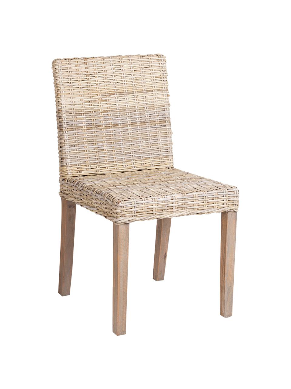 Sedia in rattan beige Maria, Seduta: rattan, Gambe: legno, Beige, marrone chiaro, Larg. 54 x Alt. 88 cm