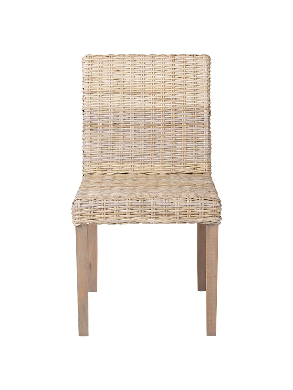 Sedia in rattan beige Maria, Seduta: rattan, Gambe: legno, Beige, marrone chiaro, Larg. 54 x Alt. 88 cm