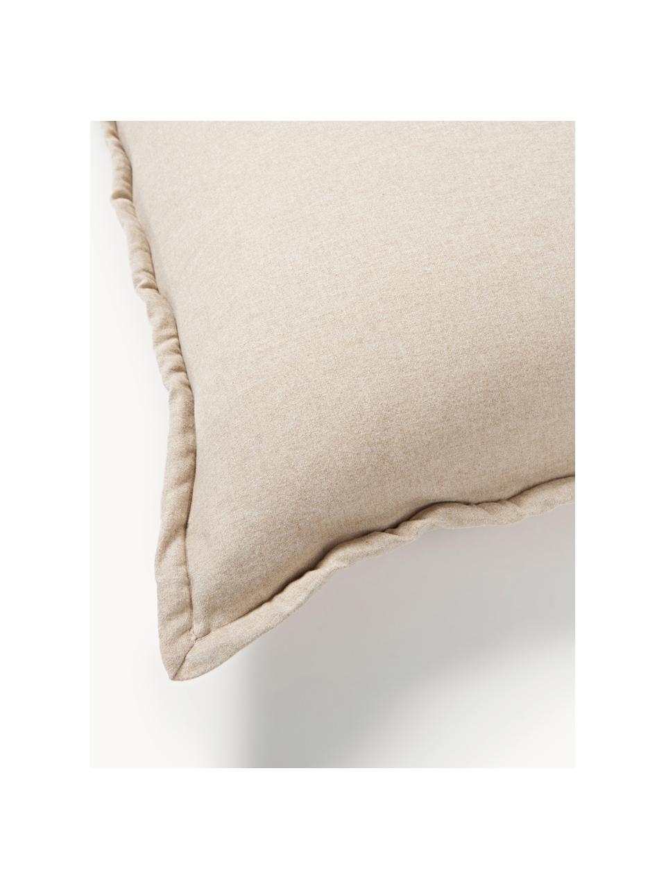 Flanell-Kissen Selby mit Strukturmuster, Hülle: Flanell (100 % Baumwolle), Beige, B 80 x L 80 cm