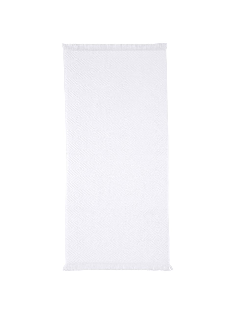 Handdoek Jacqui in verschillende formaten, met hoog-laag patroon, 100% katoen, middelzware kwaliteit, 490 g/m², Wit, Handdoek, B 50 x L 100 cm, 2 stuks