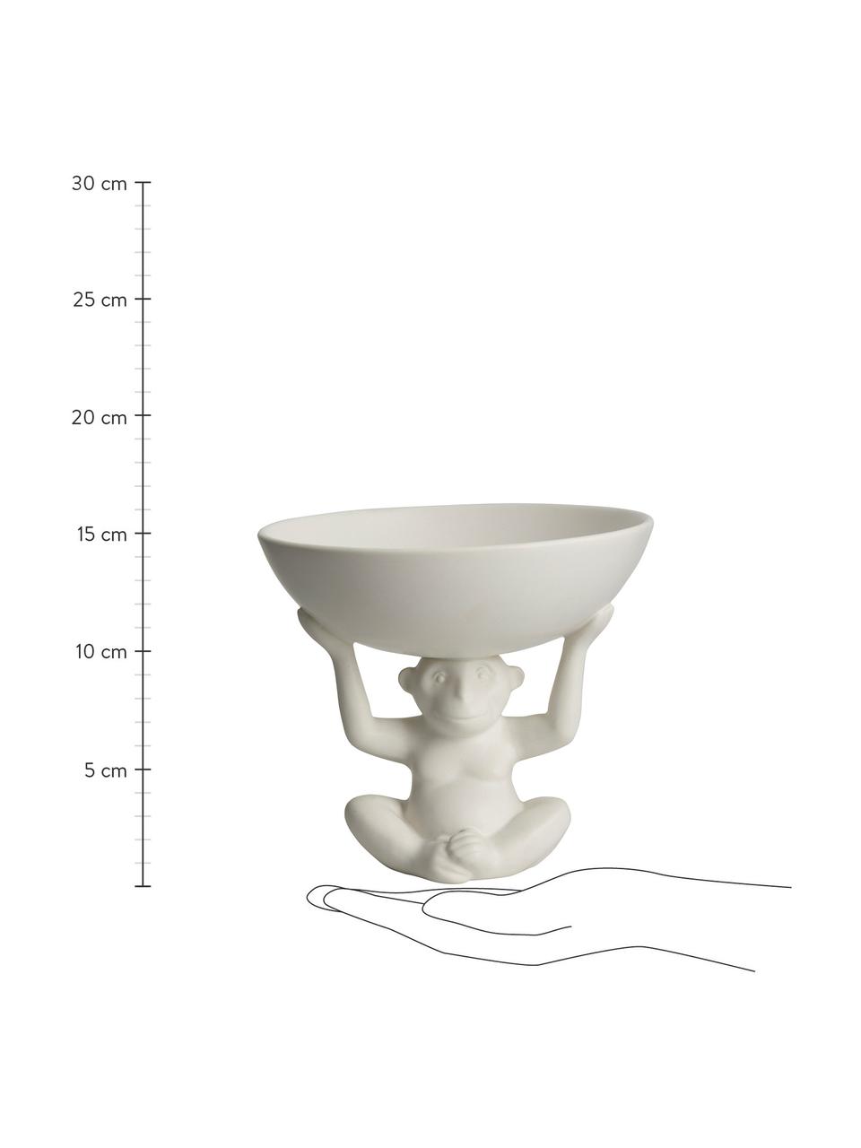 Kleine Servierschüssel Rava in Weiss mit Affenfigur, Ø 17 cm, Keramik, Weiss, Ø 17 x H 15 cm