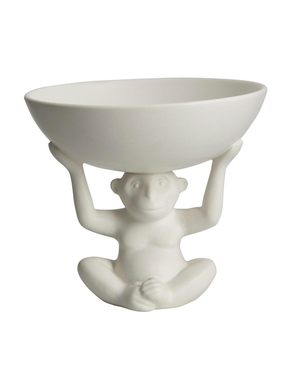 Petite coupelle blanche figurine de singe Rava, Ø 17 cm, Céramique, Blanc, Ø 17 x haut. 15 cm