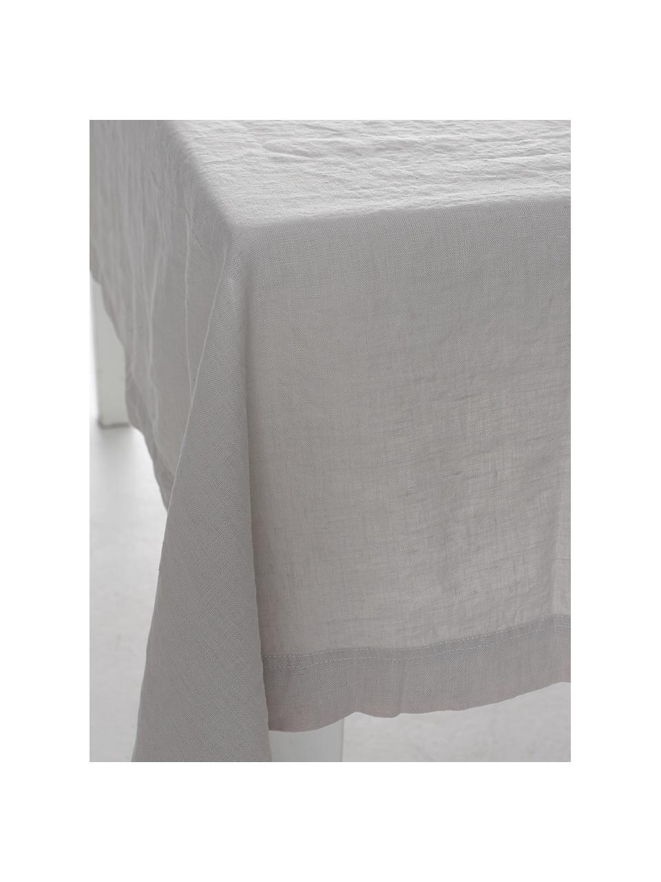 Nappe en lin Duk, 100 % pur lin, Gris clair, Pour 6 à 10 pers. (larg. 135 x long. 300 cm)