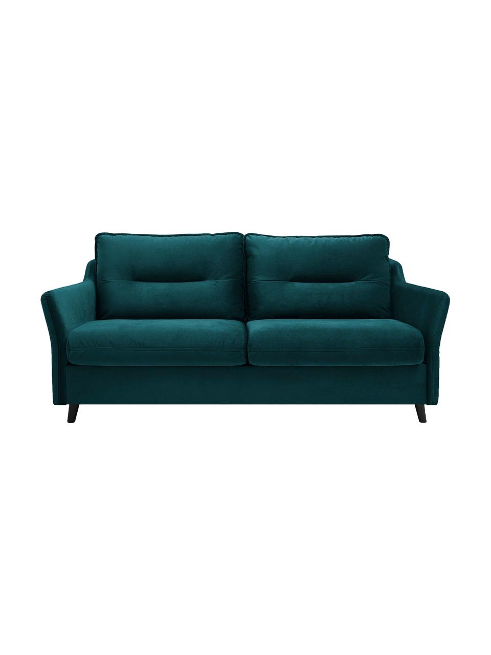 Sofa rozkładana z aksamitu Loft (3-osobowa), Tapicerka: 100% aksamit poliestrowy , Nogi: metal lakierowany, Szmaragdowy, S 191 x G 100 cm