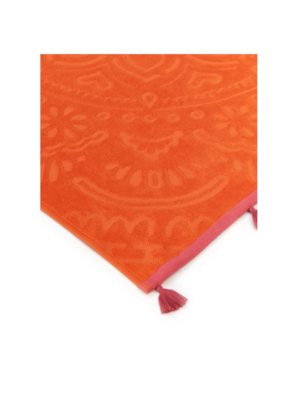 Strandlaken Mandala, 100% katoen, Oranje, roze, B 90 x L 160 cm