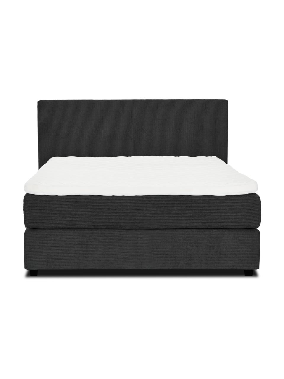Manšestrová boxspring postel premium Eliza, Tmavě šedá, Š 200 cm, D 200 cm, stupeň tvrdosti 3