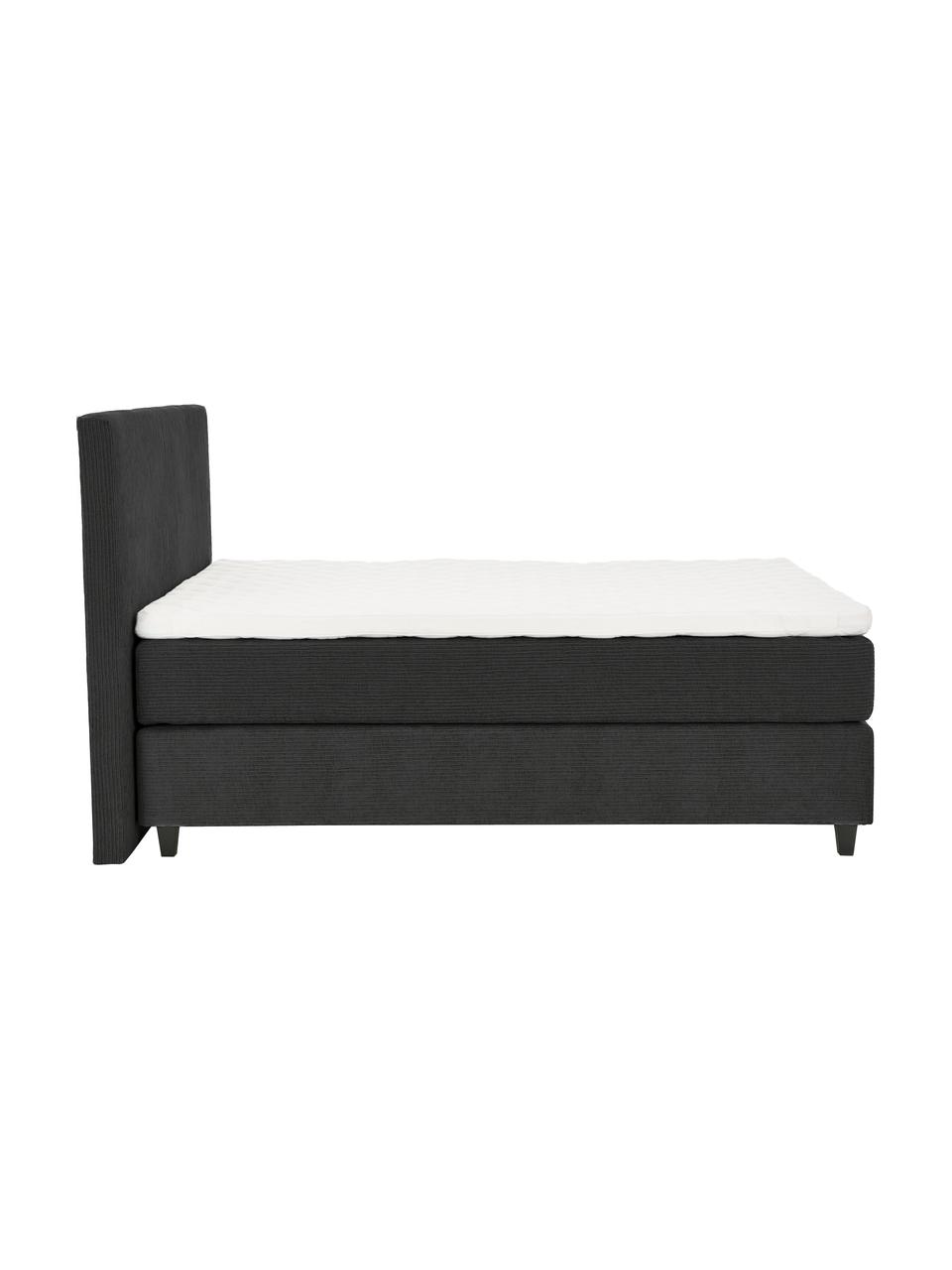 Manšestrová boxspring postel premium Eliza, Tmavě šedá, Š 200 cm, D 200 cm, stupeň tvrdosti 3