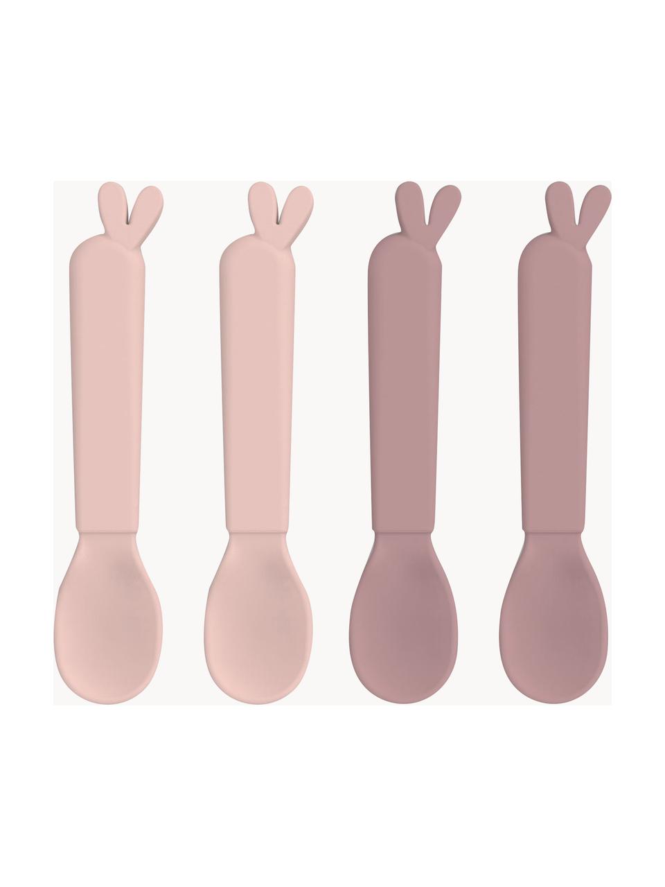 Cuillères pour enfants Kiddish, 4 élém., Plastique, Rose pâle, mauve, long. 13 cm