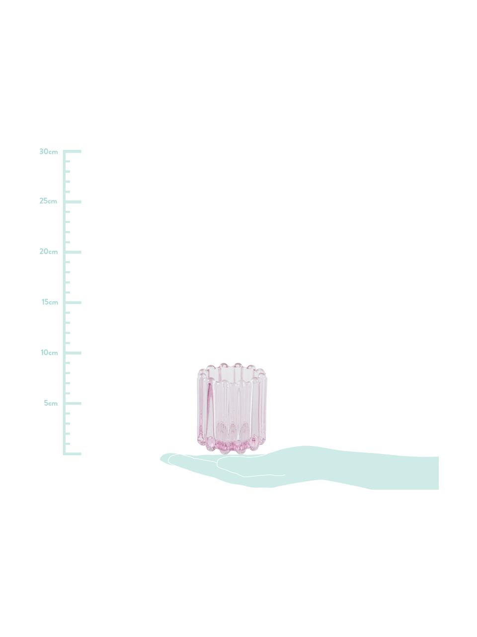 Teelichthalter Nizza, Glas, Rosa, transparent, Ø 7 x H 8 cm