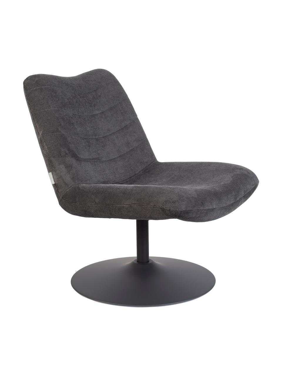 Loungefauteuil Bubba in donkergrijs, Bekleding: 90% polyester, 10% nylon), Frame: eucalyptus multiplex, Voet: gepoedercoat metaal, Donkergrijs, B 67 x D 81 cm