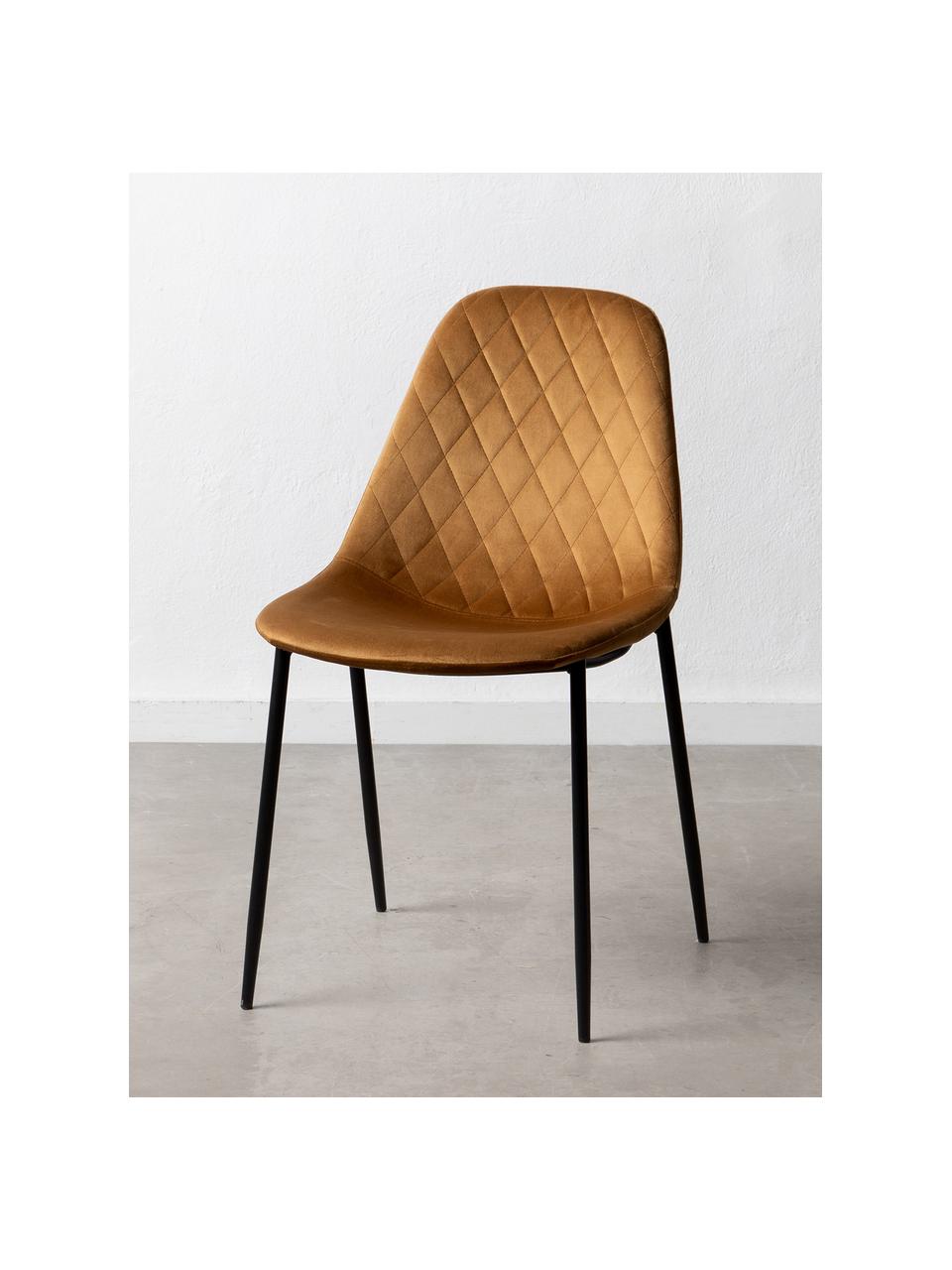 Krzesło tapicerowane Nadine, Tapicerka: 100% poliester, Nogi: metal powlekany, Jasny brązowy, czarny, S 51 x G 46 cm
