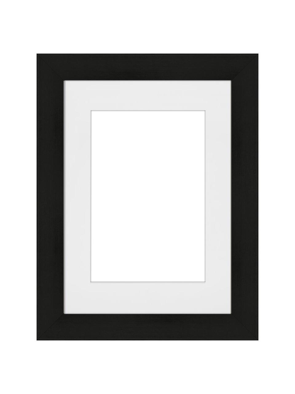 Bilderrahmen Apollon mit Passepartout, Rahmen: Monterey-Kiefernholz, lac, Front: Glas, Rückseite: Mitteldichte Holzfaserpla, Schwarz, 13 x 18 cm