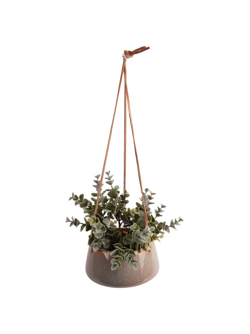 Hangende plantenpot Unique van keramiek, Keramiek, Grijs, beige, Ø 16 x H 8 cm