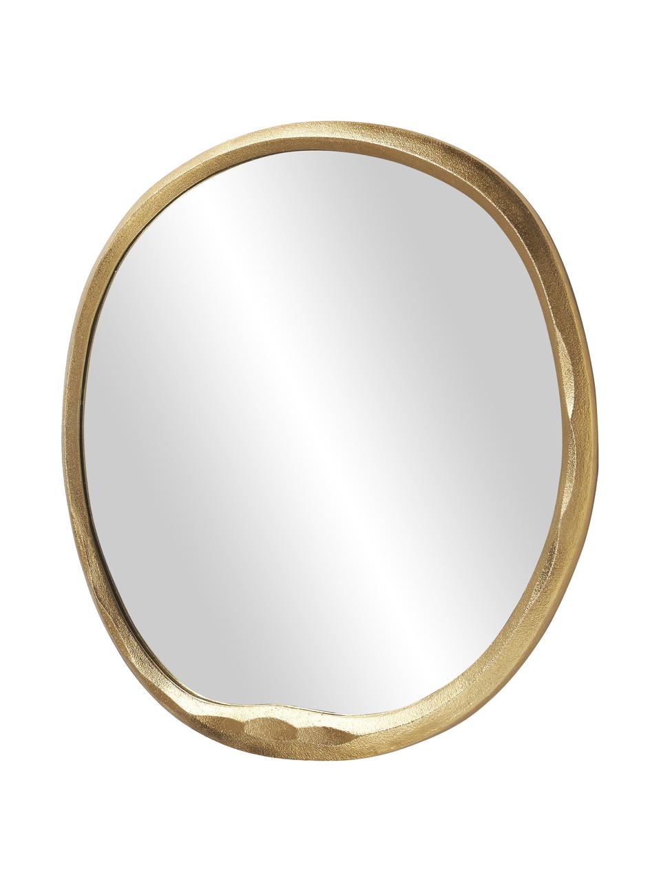Espejo de pared redondo Nalu, Parte trasera: tablero de fibras de dens, Espejo: cristal, Dorado, Ø 72 cm