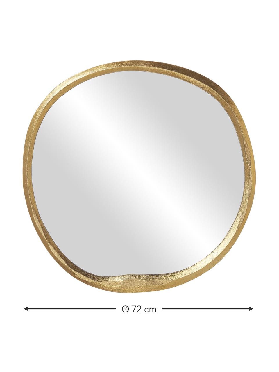 Ronde wandspiegel Nalu met goudkleurige metalen lijst, Lijst: gecoat aluminium, Goudkleurig, Ø 72 cm