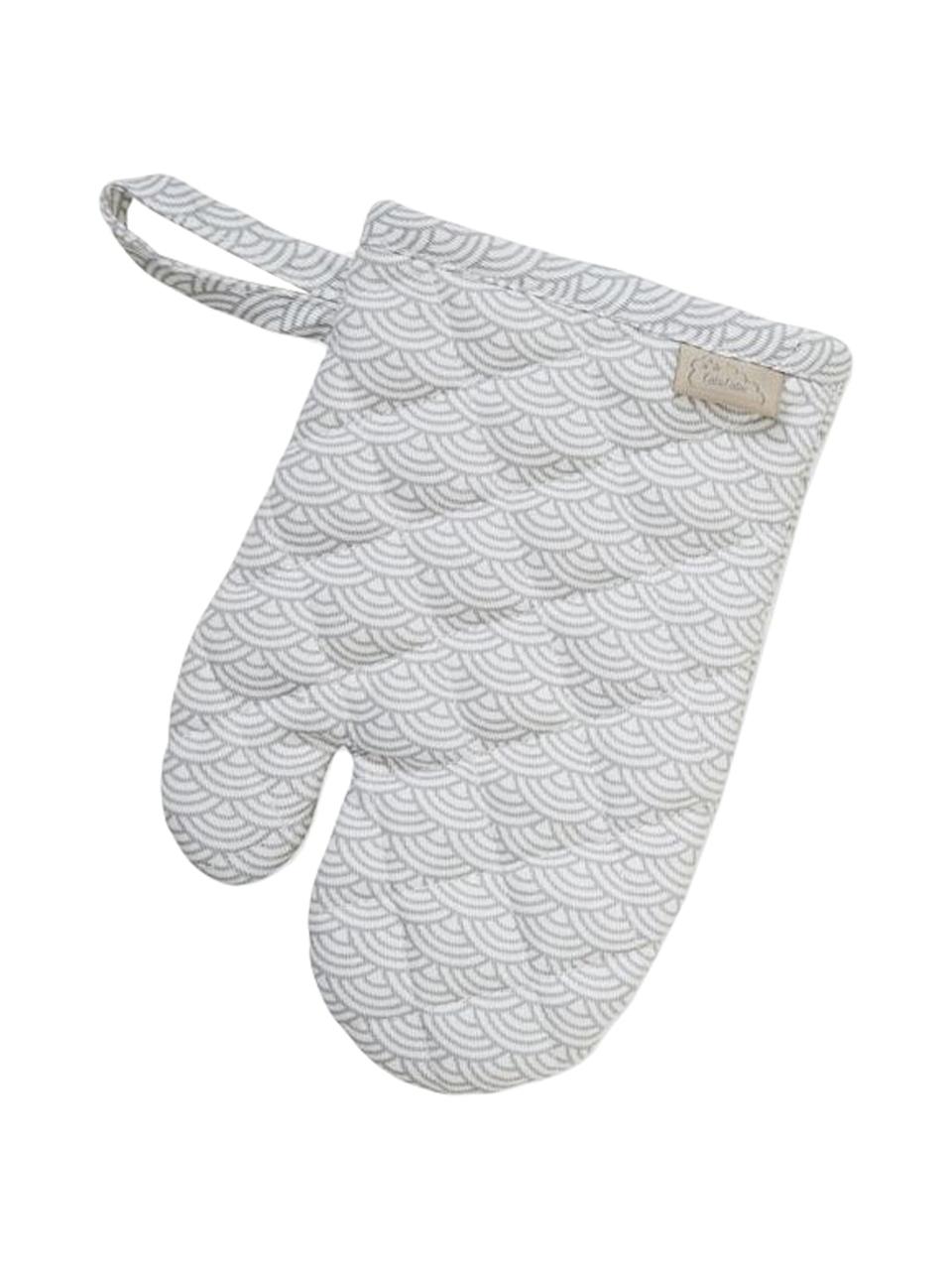 Gants de four pour enfants en coton bio Wave, 2 élém., Gris, blanc