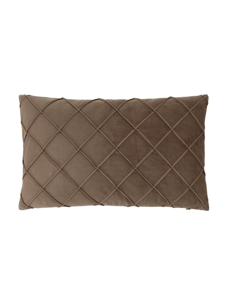 Housse de coussin en velours brun Luka, Velours (100 % polyester), Brun, larg. 30 x long. 50 cm