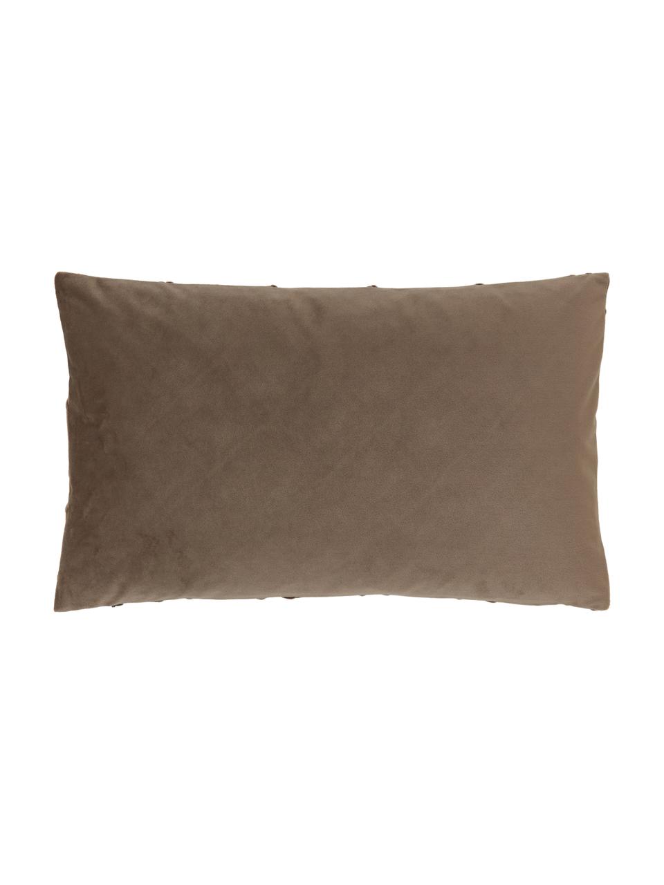 Housse de coussin en velours brun Luka, Velours (100 % polyester), Brun, larg. 30 x long. 50 cm