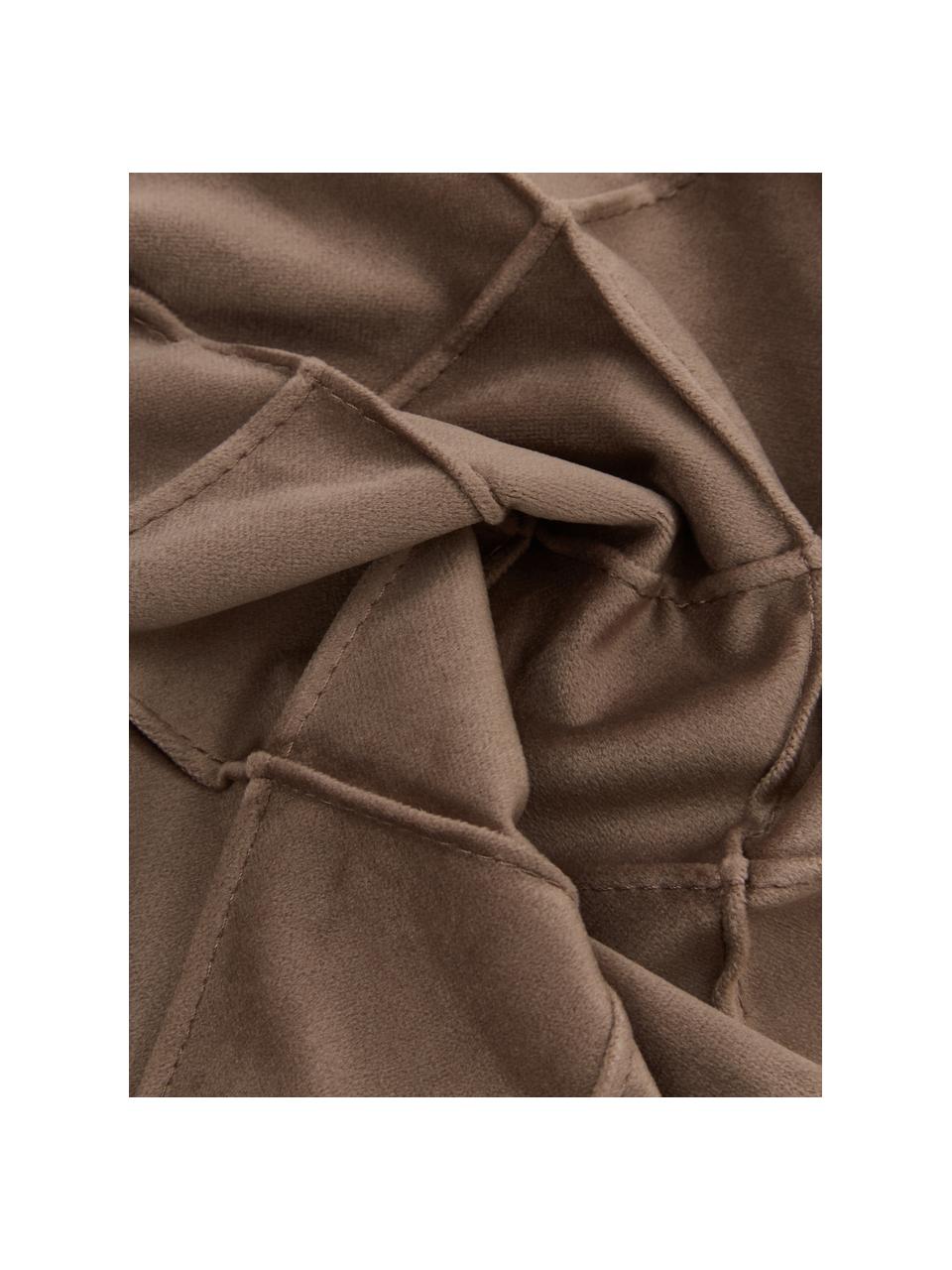 Fluwelen kussenhoes Luka in bruin met structuur-ruitpatroon, Fluweel (100% polyester), Bruin, B 30 x L 50 cm