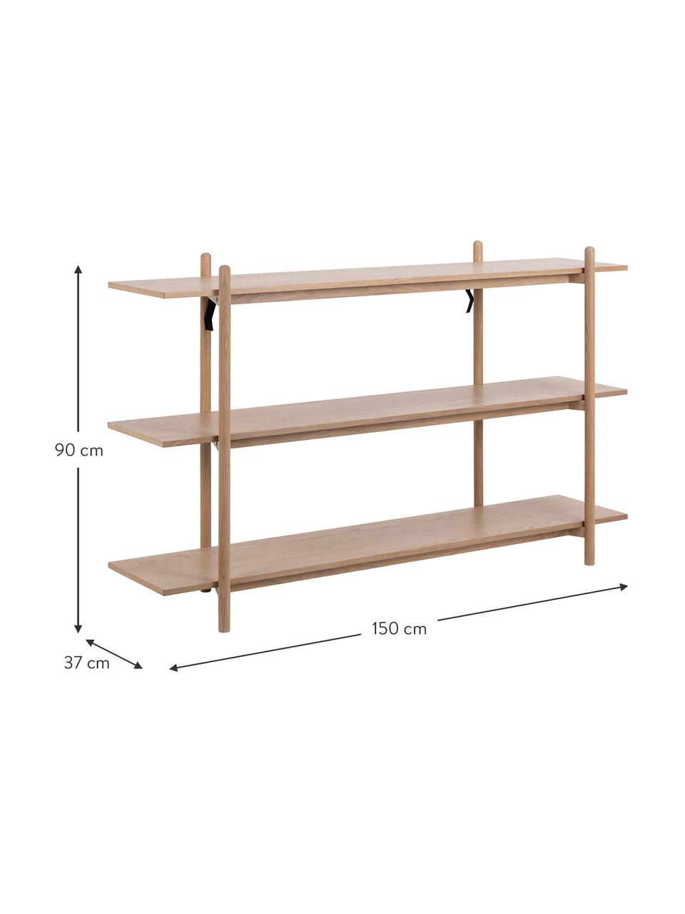 Dřevěný regál se 3 policemi Asbaek, MDF deska (dřevovláknitá deska střední hustoty) s dubovou dýhou, Růžová, Š 150 cm, V 90 cm