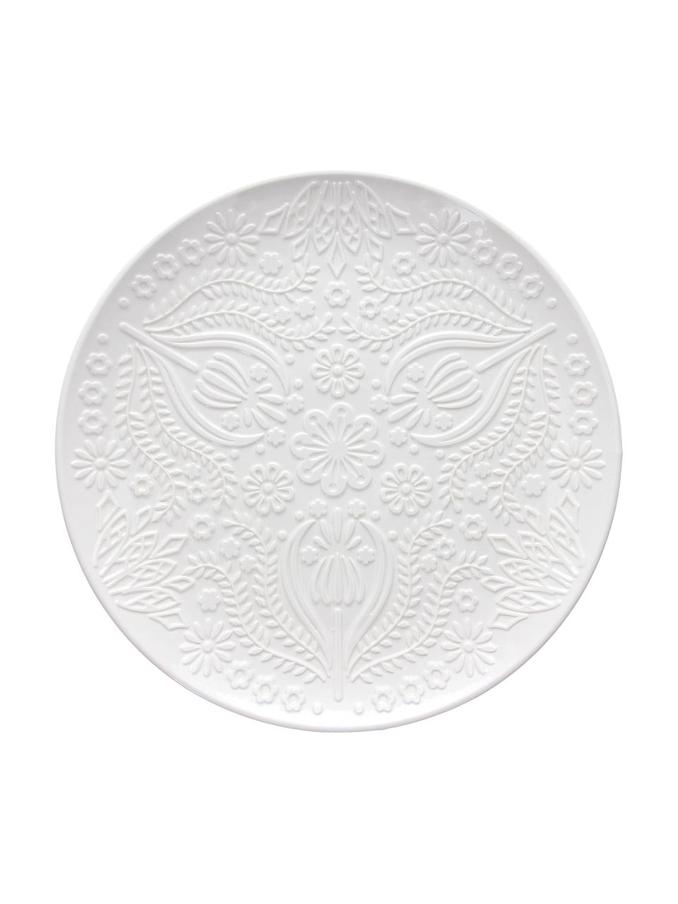Assiette plate porcelaine blanche Ornament, 2 pièces, Porcelaine, Blanc, Ø 30 cm