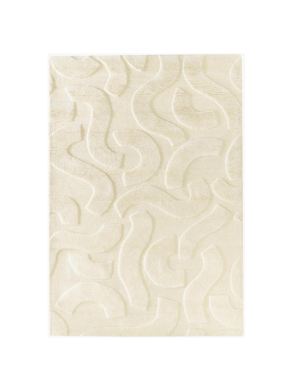 Tapis en laine tissé à la main Clio, Blanc crème, larg. 160 x long. 230 cm (taille M)