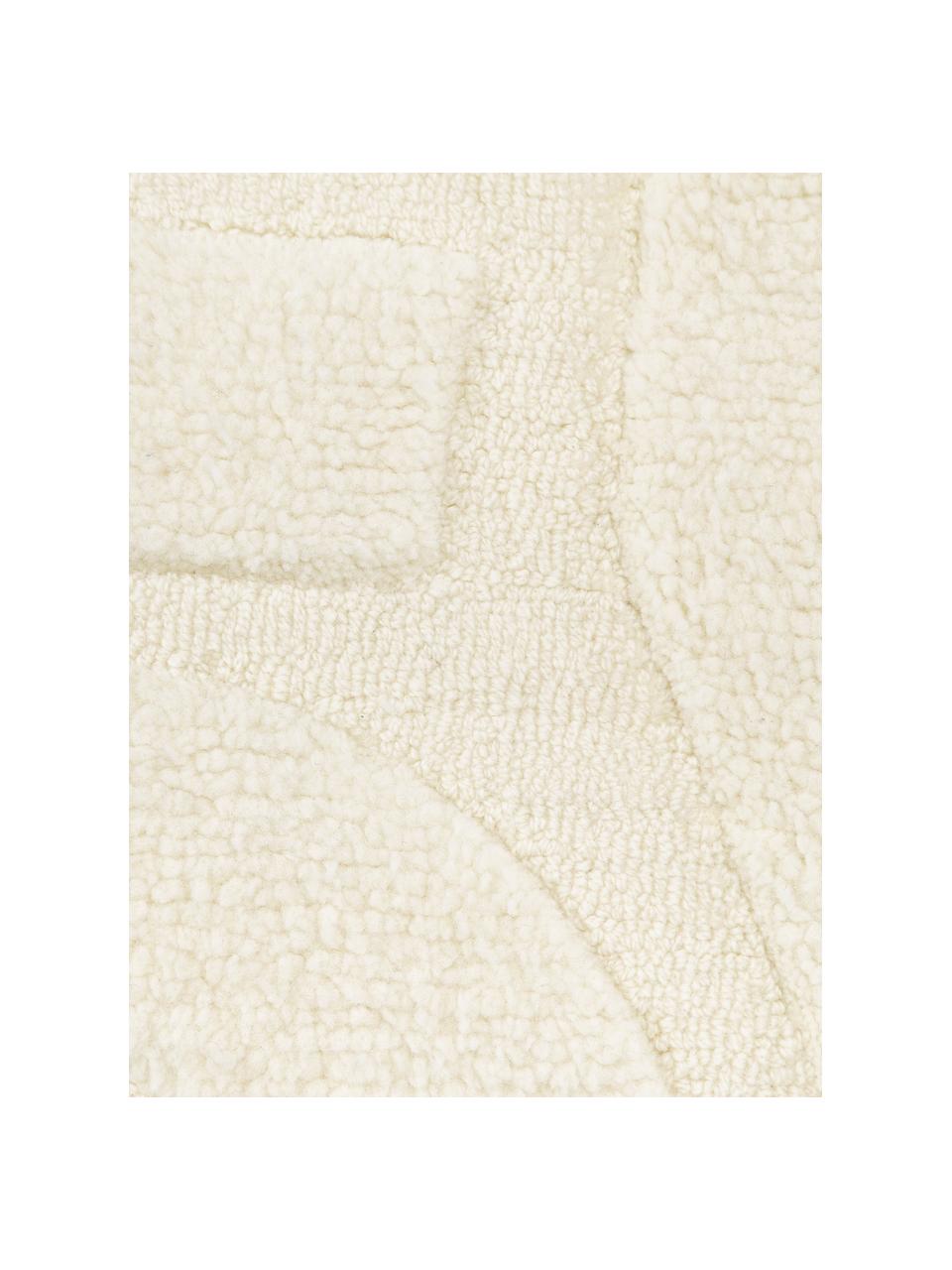 Alfombra de lana artesanal texturizada Clio, Parte superior: 100% lana, Reverso: 100% algodón Las alfombra, Blanco crema, An 160 x L 230 cm (Tamaño M)