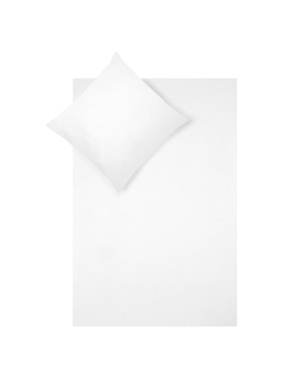 Posteľná bielizeň so saténovými pruhmi Stella, Biela, 155 x 220 cm + 1 vankúš 80 x 80 cm